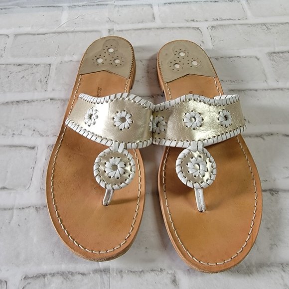 JACK ROGERS JACK FLAT PLATINUM/WHITE SANDAL - 11 - Picture 2 of 6